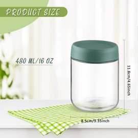 3 Pcs Glass Jars Wide Mouth Glass Food Storage Jars Overnight Oats Containers with Lids for Snacks Yogurt Powder Spice Sugar - 480ml/16oz