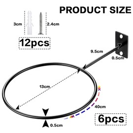 Pack of 6 Ball Holder Wall Basketball Football Holder Wall Ball Stand Wall Mounted Ball Wall Mount with Screws and Plastic Dowels for Basketball Football Rugby Ball Volleyball Metal Black