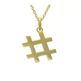 Serebra Jewelry Instagram Pinterest Women's Hashtag Pendant with Necklace 925 Sterling Silver in Silver, Gold, Rose Gold, Silver