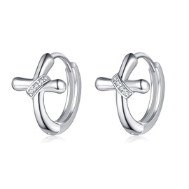 POPLYKE 925 Sterling Silver Cross Earrings Cross Jewelry cross earrings for women (B)