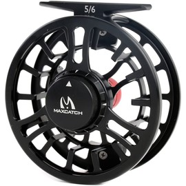 Maxcatch Toro Series Fly Fishing Reel with Large Arbor, CNC-Machined Aluminum Alloy Body: 3/4, 5/6, 7/8 wt in Blue, Green, or Black (Black, 7/8 wt)