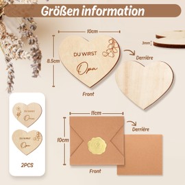 Pregnancy announcement from 8 heart wooden discs, "Wir bekommen ein Baby! Du wirst Oma/Opa/Tante/Uncle, IHR WERDET Oma & Grandpa, Would you like to become my godmother? Do you want to become my