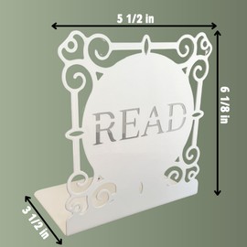 ShapeTek - Heavy Duty Bookends - White - Set of 2 Book Ends for Heavy Books- with Non-Slip Padded Base Protection- Creative Bookends Withstand Scratches and Marks- for Thick Books, Shelves, Binders