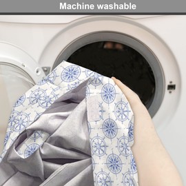 Ambesonne Nautical Dog Crate Cover, Marine Theme Wheel and Compass Motifs Sailing Objects Hand Drawn Ship Steering, Easy to Use Pet Kennel Cover for Cats & Medium Dogs, 24 Inch, White and Blue