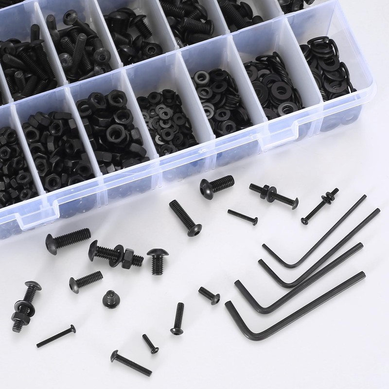1450 Pcs Nuts and Bolts Assortment Set, Button Head Hex