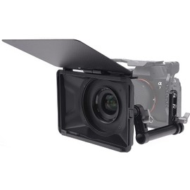 Foto4easy 4x4/4x5.65 Lightweight Mini Matte Box with 15mm Rod Support for DSLR Mirrorless Cameras,Compatible with 52mm/55mm/58mm/62mm/67mm/72mm/77mm/82mm Lens