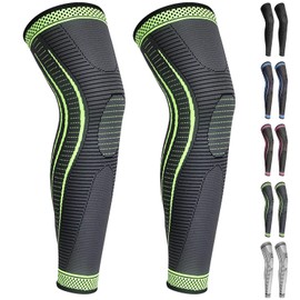 Ruilaibao 2 Pack Full Leg Compression Sleeves for Men And Women Long Knee Brace Support for Basketball, Running, Workout, Cycling, Sport (Green, XX-Large)