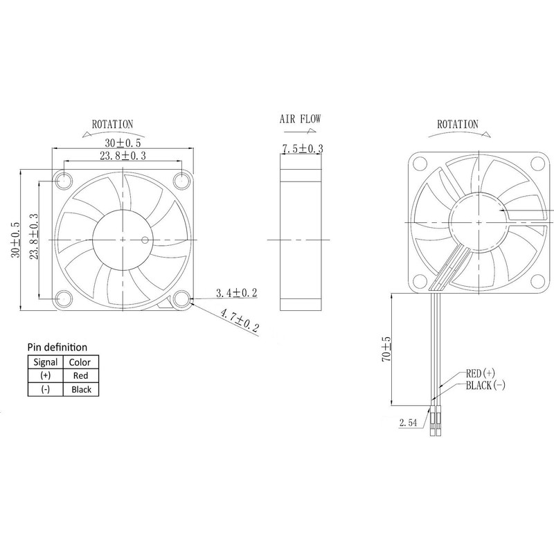 Easycargo Raspberry Pi Fan 30x30x7mm, Raspberry Pi Cooling Fan Brushless