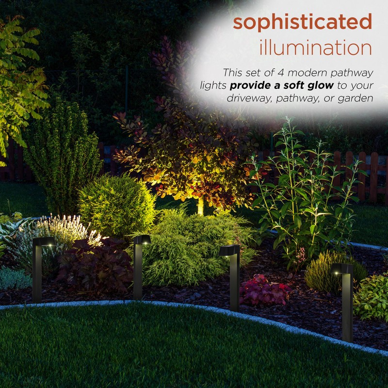 Alpine Corporation 18" H Outdoor Solar Modern Pathway Lights, Waterproof