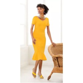 Ashro 2X PLUS Ashro Yellow Spring Wedding Church Party Bittersweet Bodycon Dress