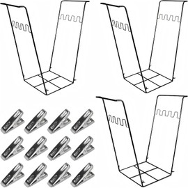 3 PCS Trash Bag Holder Stand, Outdoor Garden Garbage Bag Holder Holds 30-45 Gallon Bags, Metal Leaf Bag Holder Stand with 12 Fixing Clips, For Outdoor Yard Camping Garden Lawn