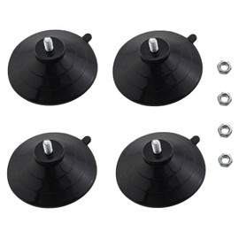 KKUANG 4pcs Black PVC Screw Suction Cup with M5x8mm Thread, Super Adhesive Glass Suction Cups