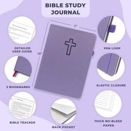 JOTFLY Bible Study Journal - Church Notes Notebook for Note Taking & Reflection - Guided Bible Study Notebook - Faith-Based Religious Gifts & Bible Study Supplies (Lavender)