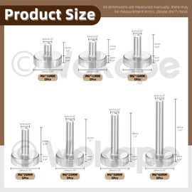 Wokape 35Pcs M6 Knurled Thumb Screw Kit, M6x 10/12/16/20/25/30/40MM Nickel Plated 304 Stainless Steel Knurled Thumbscrew Flat Knurled Fully Threaded Bolts(Single Layer Step) Grip Knobs Fasteners