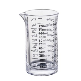 Ackers Shot Glass Measuring Cup 4 Ounce/120ML Liquid Heavy High Espresso Glass Cup Black Line，V-Shaped Spout