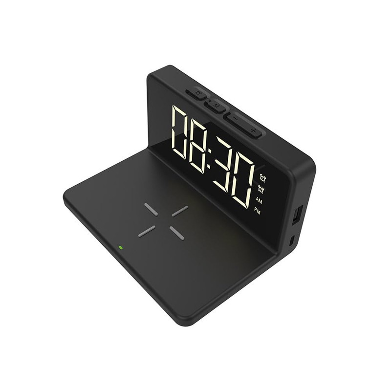 InGenious Wireless Phone Charging Alarm Clock - USB Powered 10W