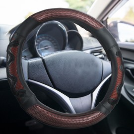 DaisyInner 17.5-18 Inch Truck Steering Wheel Cover Leather Wheel Cover Semi-Truck Comfy Grip Cover with 3D Honeycomb Anti-Slip Design Car Accessory for Truck, Fits RV, Big Rig Trucker and Classic Car