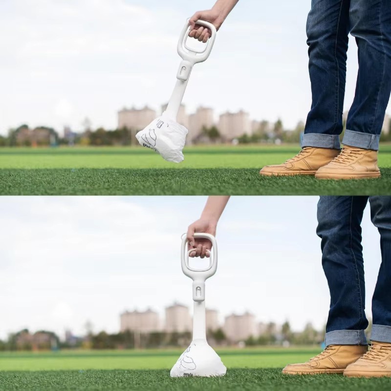 Premium Portable Pet Waste Scooper with Bags – White |