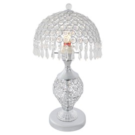 WUSILILU Crystal Table Lamp, E26 Modern Touch Bedside Desk Lamp Silver Luxury Decorative Nightstand Lamp for Bedroom Studies Living Rooms