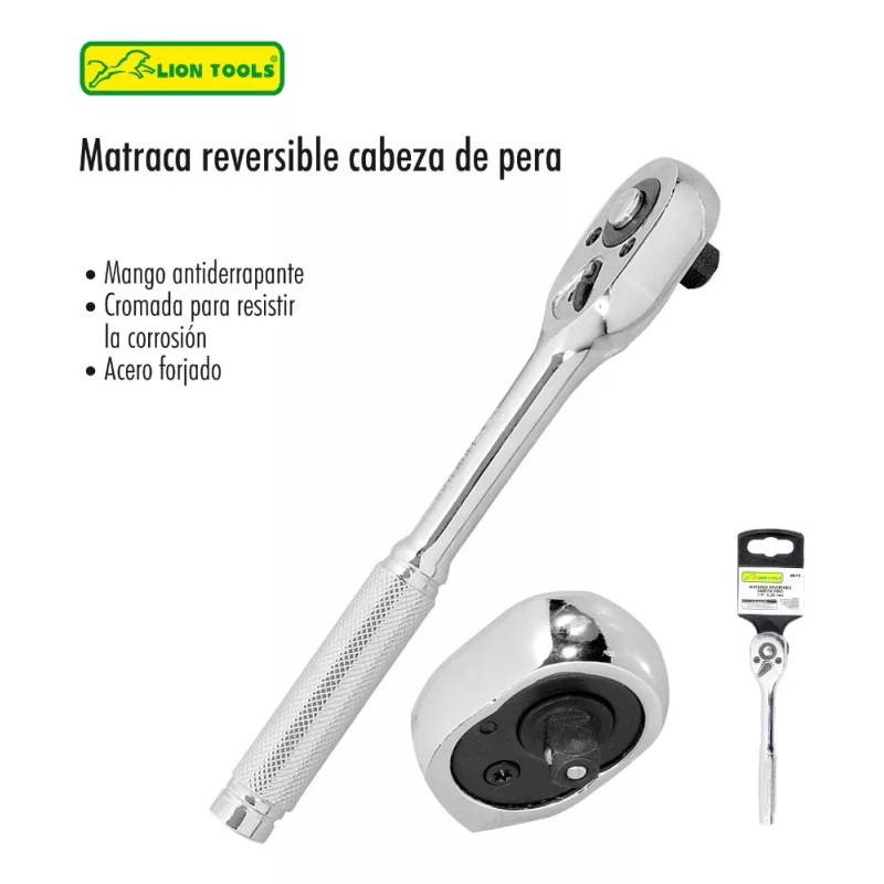 Lion Tools Matraca Cabeza Pera 1/4 Rever Lion Tools 0044