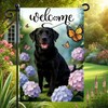 Welcome Spring Summer Black Lab Garden Flags 12x18 Double Sided