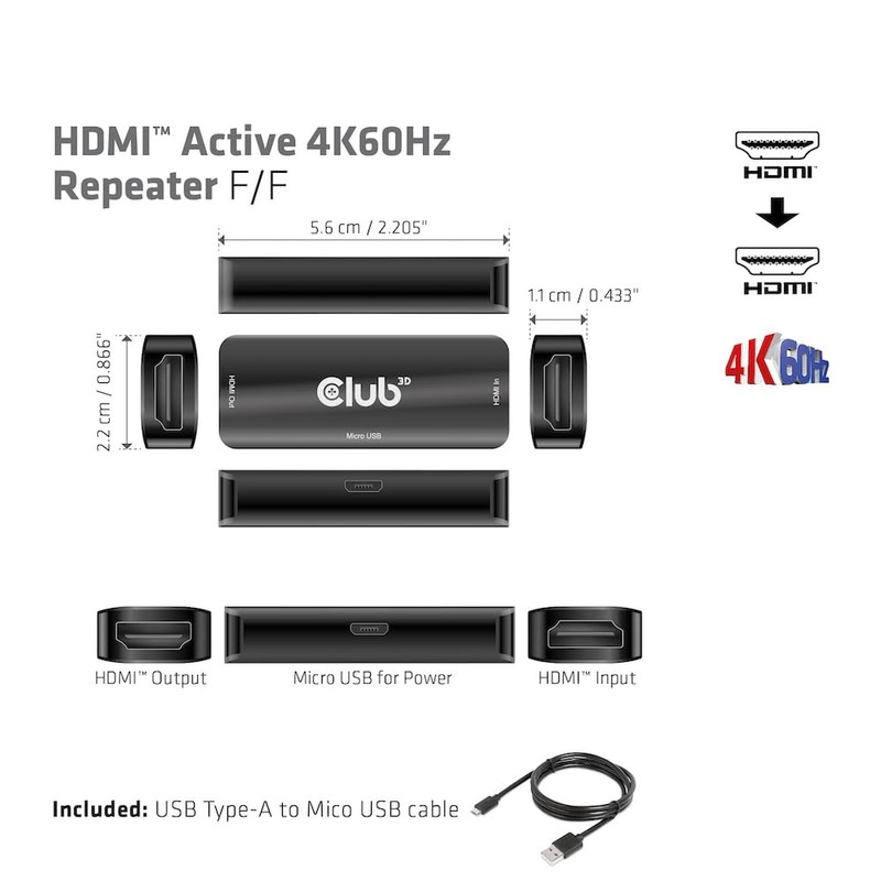 Club3D CAC-1307 HDMI Active 4K60Hz Repeater B/B