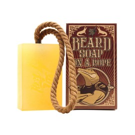 HEY JOE! Beard Soap on Rope | Beard Soap for Men with Lemon and Thyme Fragrance - Solid Beard Shampoo for Men 150 ml