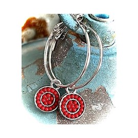 Red Beads and Silver Hoop Earrings. Jewelry Earrings for Women #3298FE385