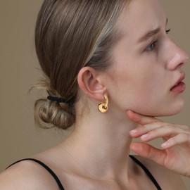 Ascona Gold Hoop Earrings, Gold Ball Drop Dangle Leverback Earrings for Women, Hypoallergenic Lightweight Gold Plated Dainty Fashion Jewelry(28mm ball gold)