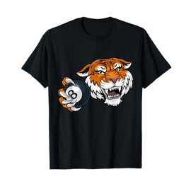 Tiger Angry Pool 8 Ball Billiards Cartoon Character T-Shirt