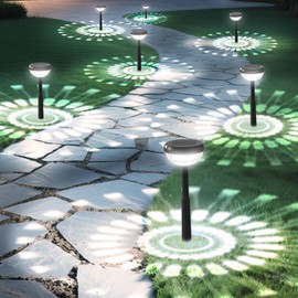 Ensenior 8-Pack Solar Lights Outdoor, Auto ON/Off 6500K LED Solar Garden Lights for Pathway, Yard, Patio, Walkway, Flower Bed, Halloween Christmas Landscape Lighting, IP65 Waterproof, Flag Lights