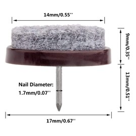 50pcs Round Heavy Duty Felt Furniture Pads,Ulifestar Nail On Furniture Sliders Hardwood Floor Protectors for Chair Table Desk Desser Cabinet Sofa Couch Leg Feet Non Slip