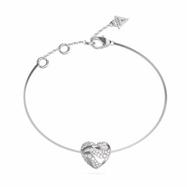 GUESS In My Heart Snake Chain Bracelet S Rhodium