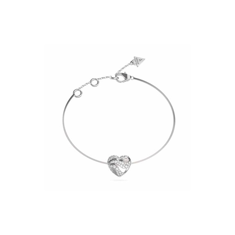 GUESS In My Heart Snake Chain Bracelet S Rhodium