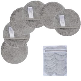 KinHwa Makeup Remover Pads Reusable Make-Up Pads Washable Microfibre Make-Up Pads Face Super Soft Face Cleansing Pads with Laundry Bag Light Grey Pack of 6