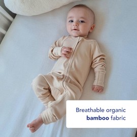 Generic Baby Bamboo Ribbed Unisex Sleepsuit (Newborn, Ribbed Beige)