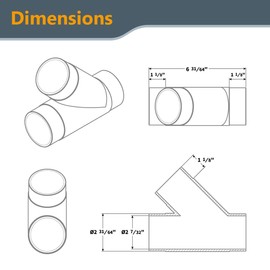 POWERTEC 70179 2-1/2-Inch Y-Fitting Dust Collection Hose Connector