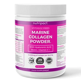 Hydrolysed Marine Collagen Peptides Powder with Hyaluronic Acid, Biotin, Vitamin C & B Vitamins – 10,000mg Collagen – Type 1 & 3 Pure Naticol >99%, Odourless, Unflavoured (300g) - Nutripact