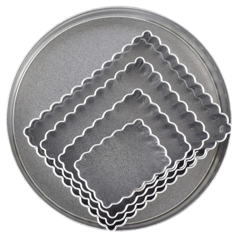 R&M International Fluted Rectangle Cookie and Biscuit Cutters, Tinplated Steel,