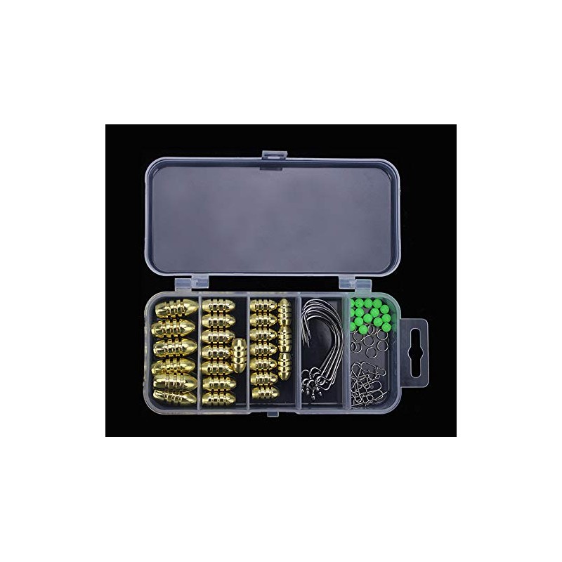 VOANZO 69pcs Texas Fishing Rigs Set, Fishing Hook Kit, Threaded