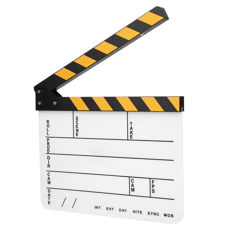 30x25CM Acrylic Movie Clapperboard Professional Director Action Clap Film Photography