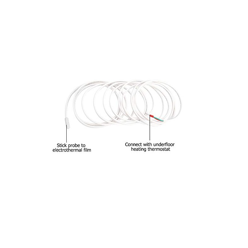 Floor Temperature Sensor Probe, Underfloor Heating Thermostat Cable, 3 Meters