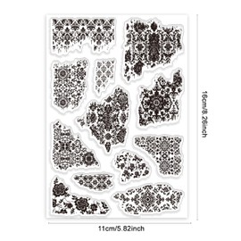 PH PandaHall Vintage Texture Background Clear Stamp Set 12pcs Transparent Rubber Stamp Retro Silicone Stamp for Scrapbooking Card Making Acrylic Stamp Seal for Diary Photo Album Decoration