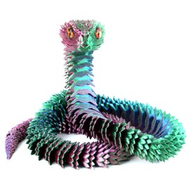 Memogizz 30 inch 3D Printed Snake, Year of The Snake 2025, Executive Desk Toys, Articulated Snake, Fidget Toys Gifts for Easter Adults (Colorful)