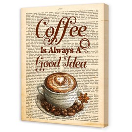 Vintage Coffee Canvas Wall Art,Coffee Is Always a Good Idea Wall Decor for Cafe Bar Kitchen Office