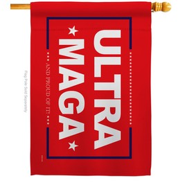 Trump Flag Red Ultra MAGA House Flag Americana Political President Democrat Republican Tea Party United State American Election Decoration Banner Small Garden Yard Gift Double-Sided, Made in USA