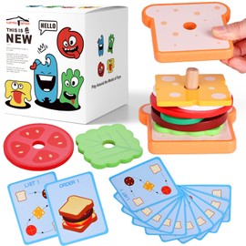 LovesTown Wooden Stacking Toys, Sandwich Stacking Toys Montessori Toys for Kids Educational Preschool Learning Toys for Boys Girls Birthday Gifts