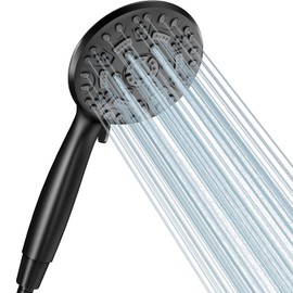 Cobbe Duschkopf, Hochdruck Duschkopf mit 8 Sprühmodi, Leistungsstarkes Badezimmer Wassersparender Duschkopf Set, Großer Universal Flow Regenduschkopf für Niedrigen Wasserdruck Schwarz