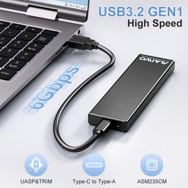 MAIWO M.2 SATA SSD Enclosure, USB3.2 Gen1 Type-C to SATA NGFF Based M.2 Solid State Drive Adapter Reader, Support B Key B+M Key, Aluminum (K1688S)