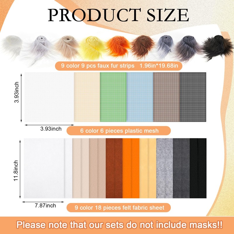 Seenelling 33 Pcs DIY Therian Mask Material Kit Including Felt